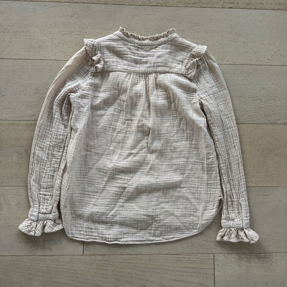 XiRENA  Gauze Esmay Ruffle Button Front Long Sleeve Shirt XS tan - Picture 4 of 6